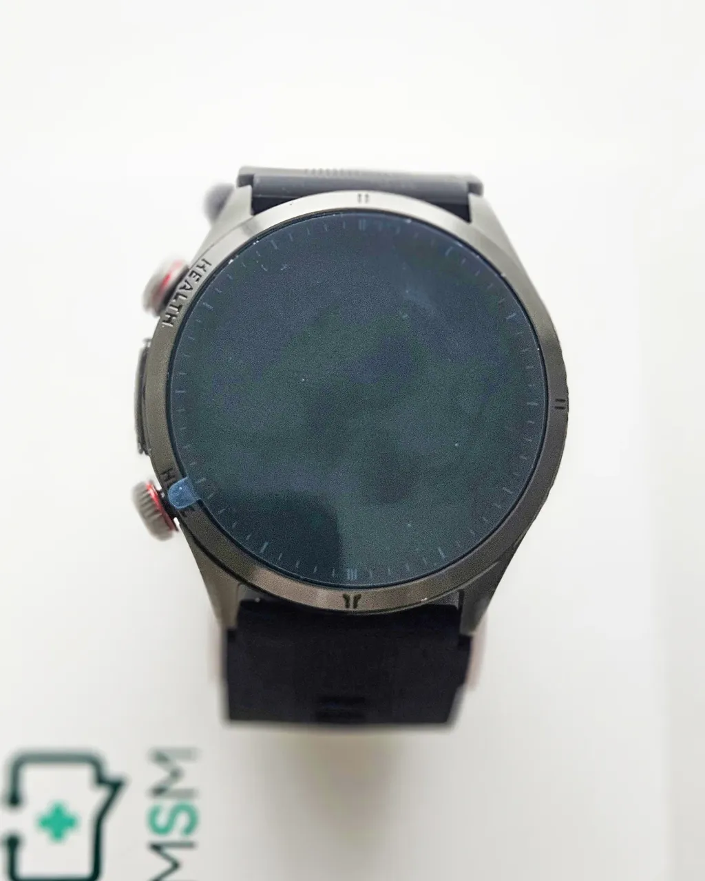 MSM Health smartwatch on branded packaging